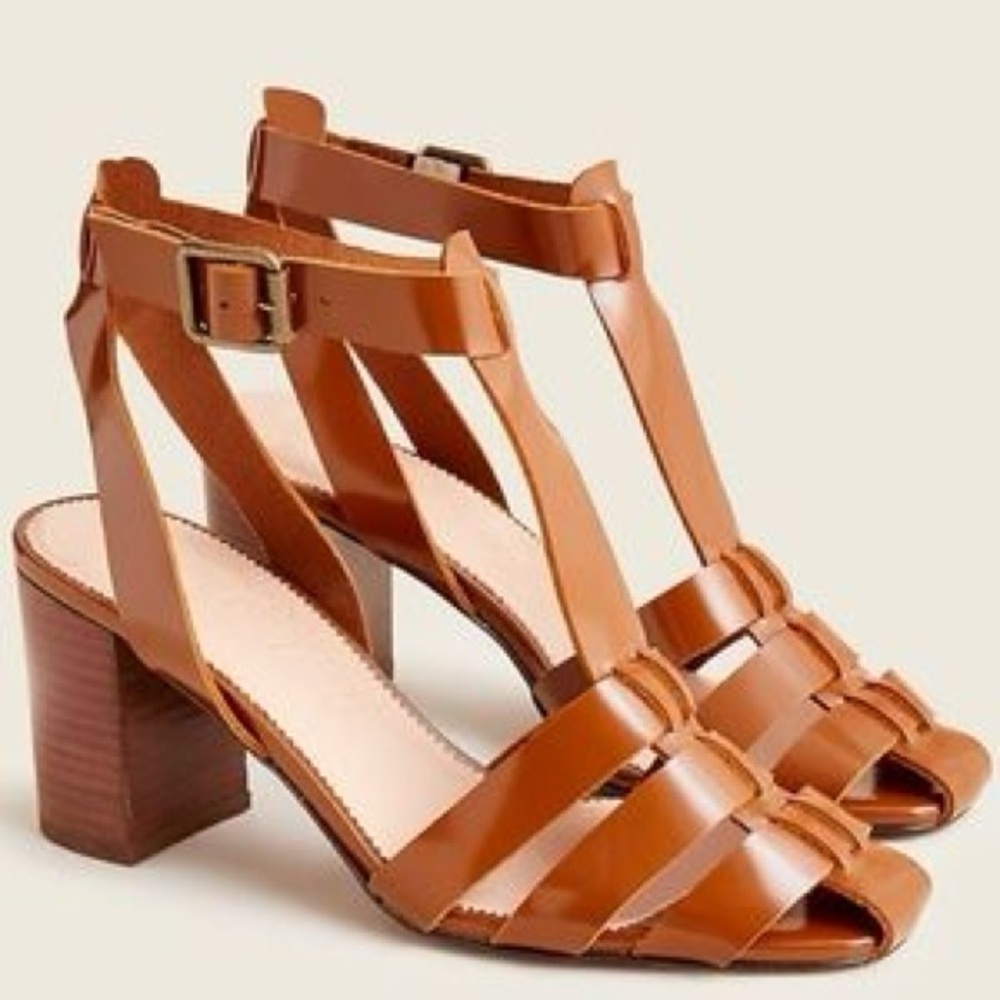 J. Crew New Fisherman Pumps in Shiny Spazzolato Leather - Golden Hickory